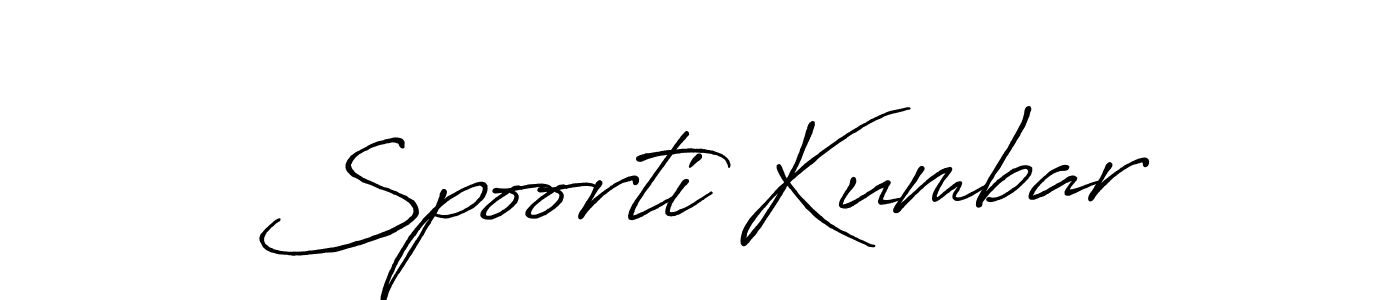 How to make Spoorti Kumbar name signature. Use Antro_Vectra_Bolder style for creating short signs online. This is the latest handwritten sign. Spoorti Kumbar signature style 7 images and pictures png