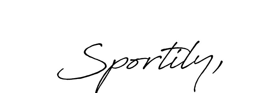 This is the best signature style for the Sportily, name. Also you like these signature font (Antro_Vectra_Bolder). Mix name signature. Sportily, signature style 7 images and pictures png