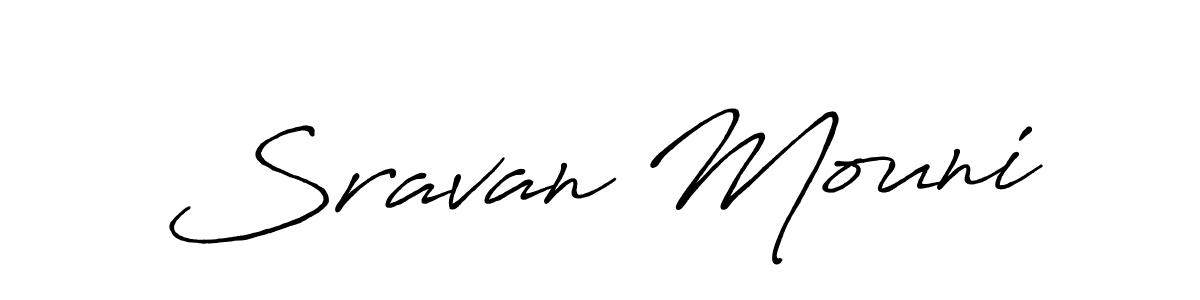 Create a beautiful signature design for name Sravan Mouni. With this signature (Antro_Vectra_Bolder) fonts, you can make a handwritten signature for free. Sravan Mouni signature style 7 images and pictures png