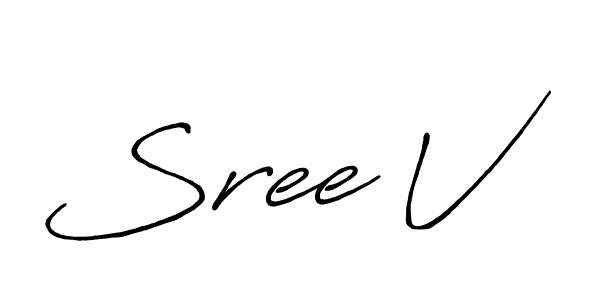 Use a signature maker to create a handwritten signature online. With this signature software, you can design (Antro_Vectra_Bolder) your own signature for name Sree V. Sree V signature style 7 images and pictures png