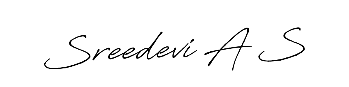 The best way (Antro_Vectra_Bolder) to make a short signature is to pick only two or three words in your name. The name Sreedevi A S include a total of six letters. For converting this name. Sreedevi A S signature style 7 images and pictures png