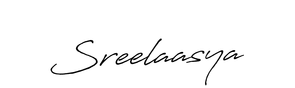 Make a beautiful signature design for name Sreelaasya. With this signature (Antro_Vectra_Bolder) style, you can create a handwritten signature for free. Sreelaasya signature style 7 images and pictures png