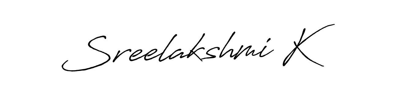 Use a signature maker to create a handwritten signature online. With this signature software, you can design (Antro_Vectra_Bolder) your own signature for name Sreelakshmi K. Sreelakshmi K signature style 7 images and pictures png