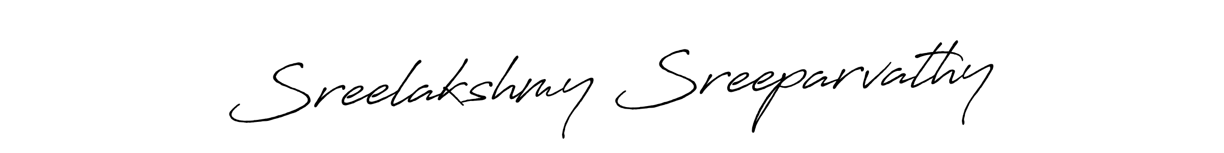 How to make Sreelakshmy Sreeparvathy name signature. Use Antro_Vectra_Bolder style for creating short signs online. This is the latest handwritten sign. Sreelakshmy Sreeparvathy signature style 7 images and pictures png