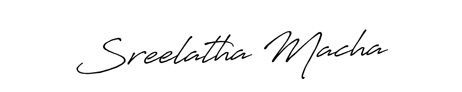 Create a beautiful signature design for name Sreelatha Macha. With this signature (Antro_Vectra_Bolder) fonts, you can make a handwritten signature for free. Sreelatha Macha signature style 7 images and pictures png
