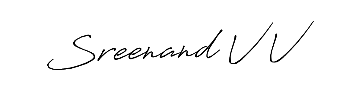 Once you've used our free online signature maker to create your best signature Antro_Vectra_Bolder style, it's time to enjoy all of the benefits that Sreenand V V name signing documents. Sreenand V V signature style 7 images and pictures png