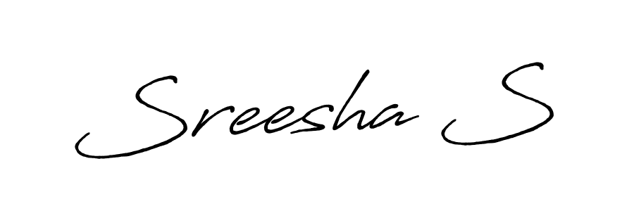 This is the best signature style for the Sreesha S name. Also you like these signature font (Antro_Vectra_Bolder). Mix name signature. Sreesha S signature style 7 images and pictures png