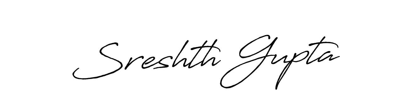 The best way (Antro_Vectra_Bolder) to make a short signature is to pick only two or three words in your name. The name Sreshth Gupta include a total of six letters. For converting this name. Sreshth Gupta signature style 7 images and pictures png