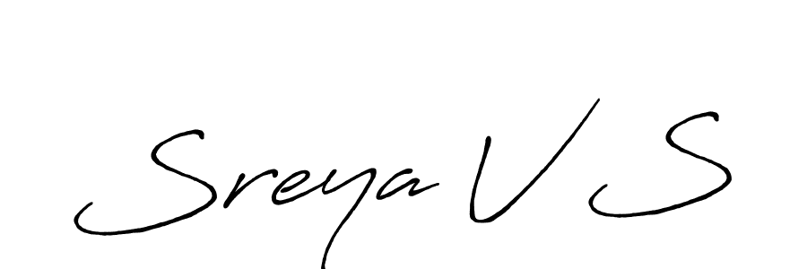 How to make Sreya V S signature? Antro_Vectra_Bolder is a professional autograph style. Create handwritten signature for Sreya V S name. Sreya V S signature style 7 images and pictures png
