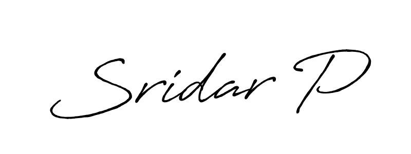 Similarly Antro_Vectra_Bolder is the best handwritten signature design. Signature creator online .You can use it as an online autograph creator for name Sridar P. Sridar P signature style 7 images and pictures png