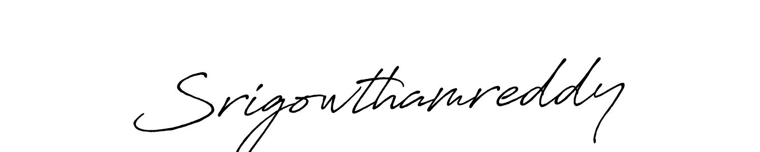 Create a beautiful signature design for name Srigowthamreddy. With this signature (Antro_Vectra_Bolder) fonts, you can make a handwritten signature for free. Srigowthamreddy signature style 7 images and pictures png