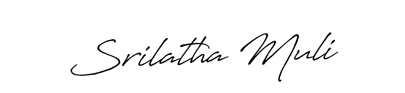 Use a signature maker to create a handwritten signature online. With this signature software, you can design (Antro_Vectra_Bolder) your own signature for name Srilatha Muli. Srilatha Muli signature style 7 images and pictures png