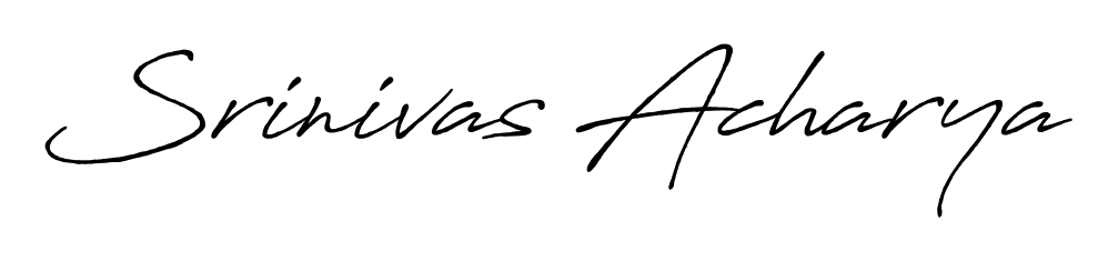 Get an exclusive digital autograph for Srinivas Acharya. The Antro_Vectra_Bolder typeface captures the charm of real penmanship on paper. Srinivas Acharya signature style 7 images and pictures png