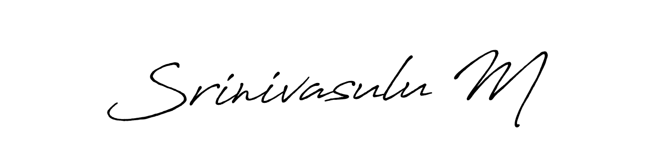 Make a beautiful signature design for name Srinivasulu M. With this signature (Antro_Vectra_Bolder) style, you can create a handwritten signature for free. Srinivasulu M signature style 7 images and pictures png