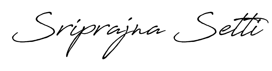A modern signature idea for name Sriprajna Setti using Antro_Vectra_Bolder font. Clean strokes and elegant curves make it stand out instantly. Sriprajna Setti signature style 7 images and pictures png