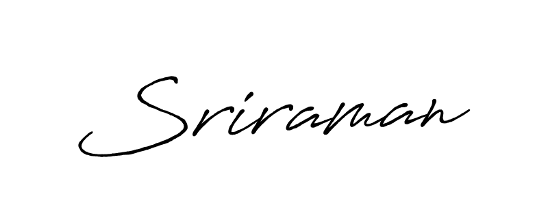 Make a beautiful signature design for name Sriraman. With this signature (Antro_Vectra_Bolder) style, you can create a handwritten signature for free. Sriraman signature style 7 images and pictures png