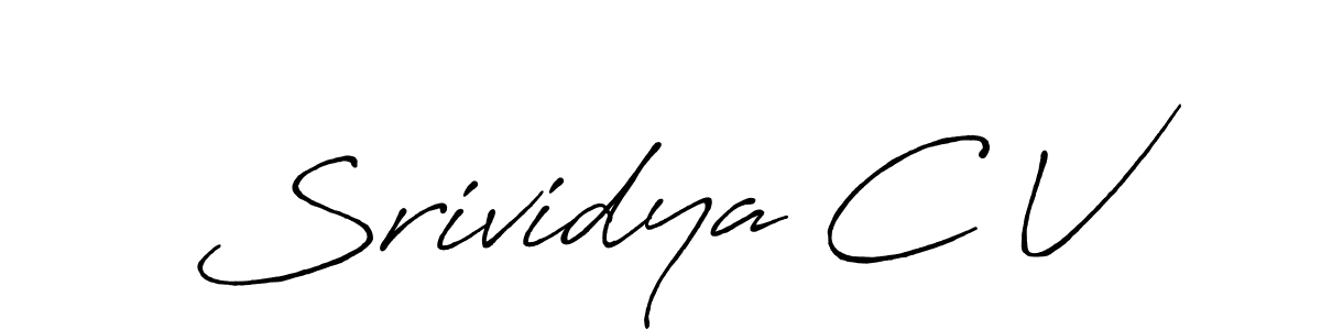 How to make Srividya C V name signature. Use Antro_Vectra_Bolder style for creating short signs online. This is the latest handwritten sign. Srividya C V signature style 7 images and pictures png