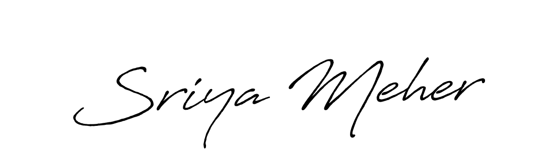 The best way (Antro_Vectra_Bolder) to make a short signature is to pick only two or three words in your name. The name Sriya Meher include a total of six letters. For converting this name. Sriya Meher signature style 7 images and pictures png