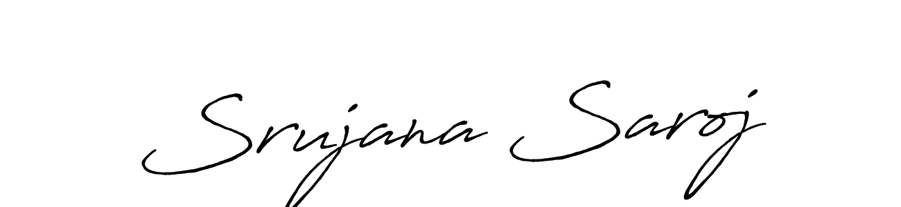 How to make Srujana Saroj name signature. Use Antro_Vectra_Bolder style for creating short signs online. This is the latest handwritten sign. Srujana Saroj signature style 7 images and pictures png