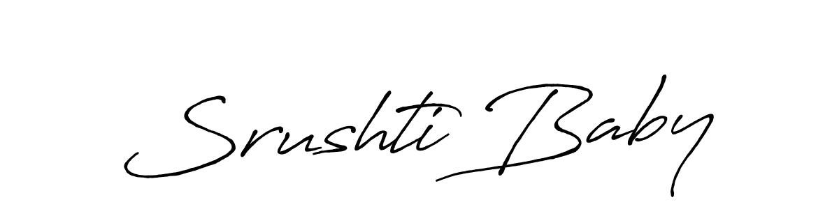 How to make Srushti Baby name signature. Use Antro_Vectra_Bolder style for creating short signs online. This is the latest handwritten sign. Srushti Baby signature style 7 images and pictures png