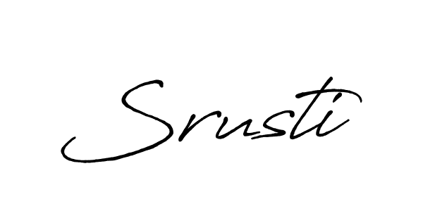 Make a beautiful signature design for name Srusti. With this signature (Antro_Vectra_Bolder) style, you can create a handwritten signature for free. Srusti signature style 7 images and pictures png