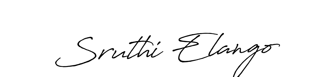 The best way (Antro_Vectra_Bolder) to make a short signature is to pick only two or three words in your name. The name Sruthi Elango include a total of six letters. For converting this name. Sruthi Elango signature style 7 images and pictures png