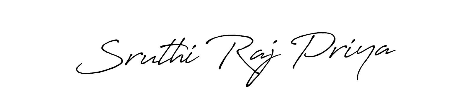 Make a beautiful signature design for name Sruthi Raj Priya. With this signature (Antro_Vectra_Bolder) style, you can create a handwritten signature for free. Sruthi Raj Priya signature style 7 images and pictures png