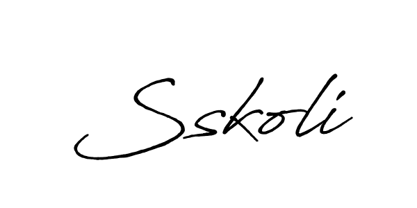 How to make Sskoli name signature. Use Antro_Vectra_Bolder style for creating short signs online. This is the latest handwritten sign. Sskoli signature style 7 images and pictures png