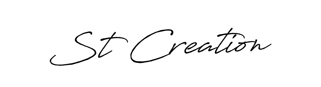 Make a beautiful signature design for name St Creation. With this signature (Antro_Vectra_Bolder) style, you can create a handwritten signature for free. St Creation signature style 7 images and pictures png