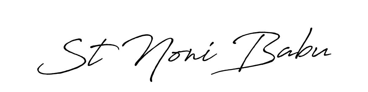 The best way (Antro_Vectra_Bolder) to make a short signature is to pick only two or three words in your name. The name St Noni Babu include a total of six letters. For converting this name. St Noni Babu signature style 7 images and pictures png