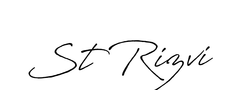 Also we have St Rizvi name is the best signature style. Create professional handwritten signature collection using Antro_Vectra_Bolder autograph style. St Rizvi signature style 7 images and pictures png