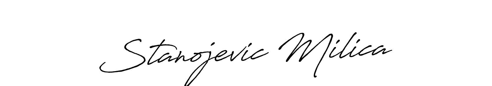 Use a signature maker to create a handwritten signature online. With this signature software, you can design (Antro_Vectra_Bolder) your own signature for name Stanojevic Milica. Stanojevic Milica signature style 7 images and pictures png