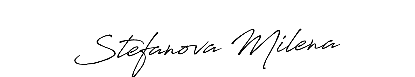 This is the best signature style for the Stefanova Milena name. Also you like these signature font (Antro_Vectra_Bolder). Mix name signature. Stefanova Milena signature style 7 images and pictures png