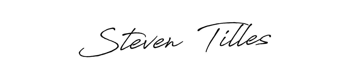 You should practise on your own different ways (Antro_Vectra_Bolder) to write your name (Steven  Tilles) in signature. don't let someone else do it for you. Steven  Tilles signature style 7 images and pictures png