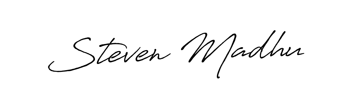 Similarly Antro_Vectra_Bolder is the best handwritten signature design. Signature creator online .You can use it as an online autograph creator for name Steven Madhu. Steven Madhu signature style 7 images and pictures png