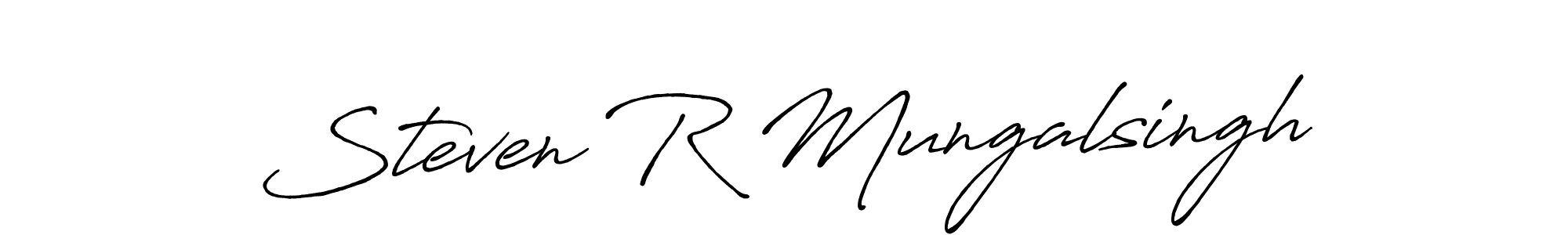 You should practise on your own different ways (Antro_Vectra_Bolder) to write your name (Steven R Mungalsingh) in signature. don't let someone else do it for you. Steven R Mungalsingh signature style 7 images and pictures png