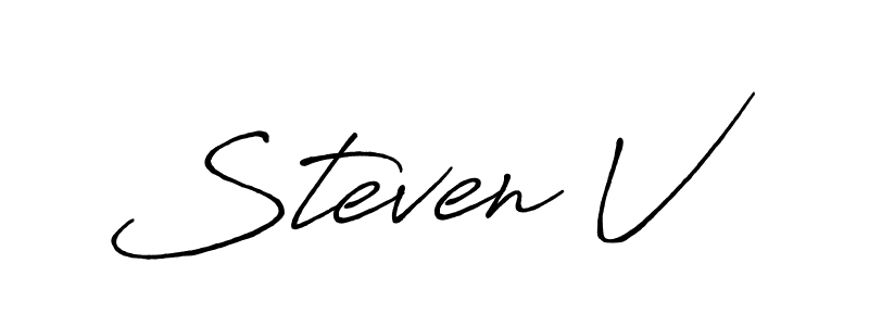 Steven V stylish signature style. Best Handwritten Sign (Antro_Vectra_Bolder) for my name. Handwritten Signature Collection Ideas for my name Steven V. Steven V signature style 7 images and pictures png