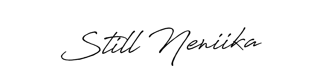 Similarly Antro_Vectra_Bolder is the best handwritten signature design. Signature creator online .You can use it as an online autograph creator for name Still Neniika. Still Neniika signature style 7 images and pictures png