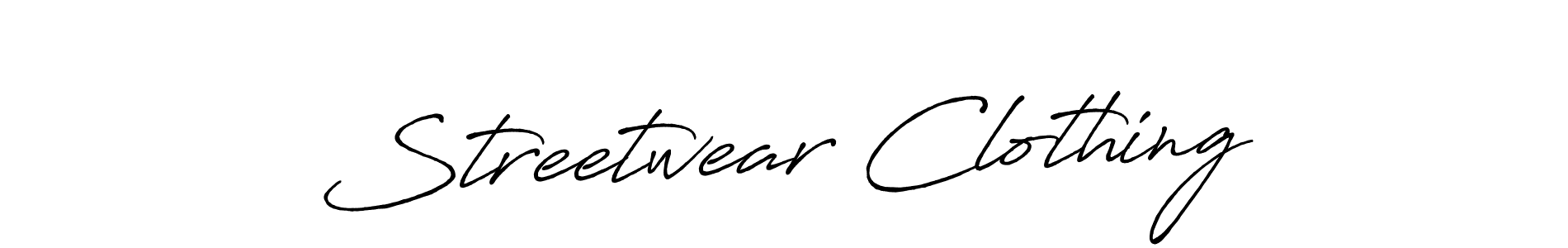 Use a signature maker to create a handwritten signature online. With this signature software, you can design (Antro_Vectra_Bolder) your own signature for name Streetwear Clothing. Streetwear Clothing signature style 7 images and pictures png