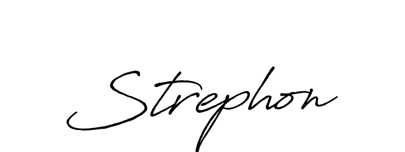 Make a beautiful signature design for name Strephon. With this signature (Antro_Vectra_Bolder) style, you can create a handwritten signature for free. Strephon signature style 7 images and pictures png