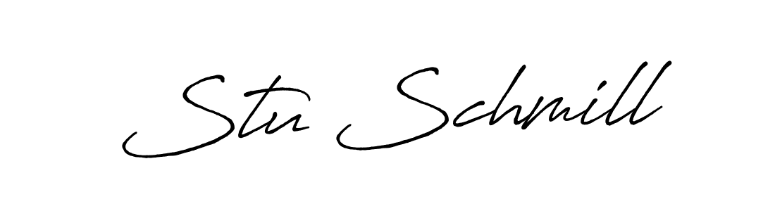 The best way (Antro_Vectra_Bolder) to make a short signature is to pick only two or three words in your name. The name Stu Schmill include a total of six letters. For converting this name. Stu Schmill signature style 7 images and pictures png