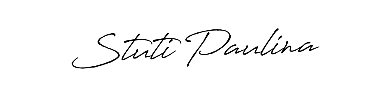 How to make Stuti Paulina name signature. Use Antro_Vectra_Bolder style for creating short signs online. This is the latest handwritten sign. Stuti Paulina signature style 7 images and pictures png