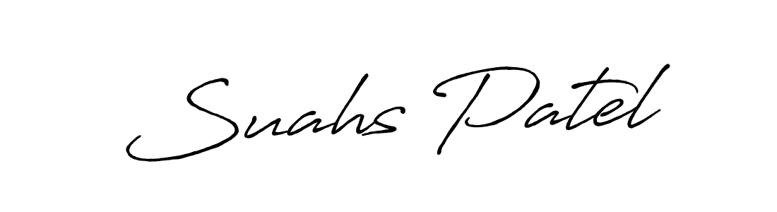 Make a beautiful signature design for name Suahs Patel. With this signature (Antro_Vectra_Bolder) style, you can create a handwritten signature for free. Suahs Patel signature style 7 images and pictures png
