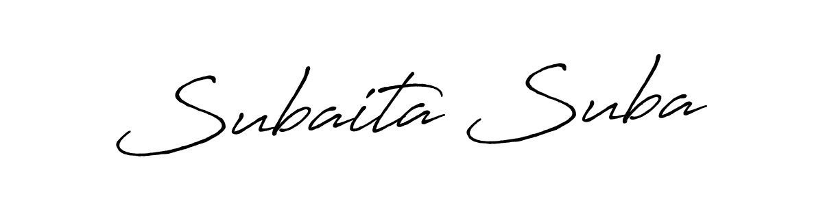 Make a beautiful signature design for name Subaita Suba. With this signature (Antro_Vectra_Bolder) style, you can create a handwritten signature for free. Subaita Suba signature style 7 images and pictures png