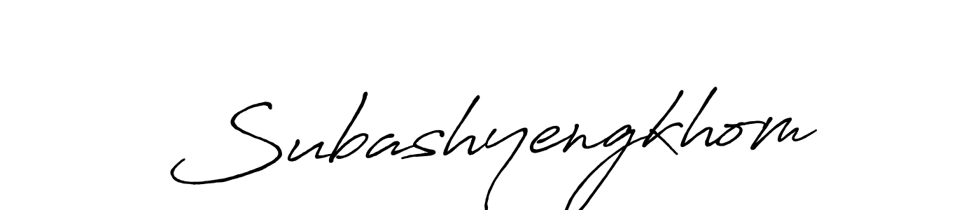 How to make Subashyengkhom name signature. Use Antro_Vectra_Bolder style for creating short signs online. This is the latest handwritten sign. Subashyengkhom signature style 7 images and pictures png