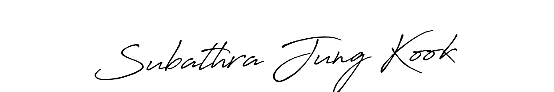 Create a beautiful signature design for name Subathra Jung Kook. With this signature (Antro_Vectra_Bolder) fonts, you can make a handwritten signature for free. Subathra Jung Kook signature style 7 images and pictures png