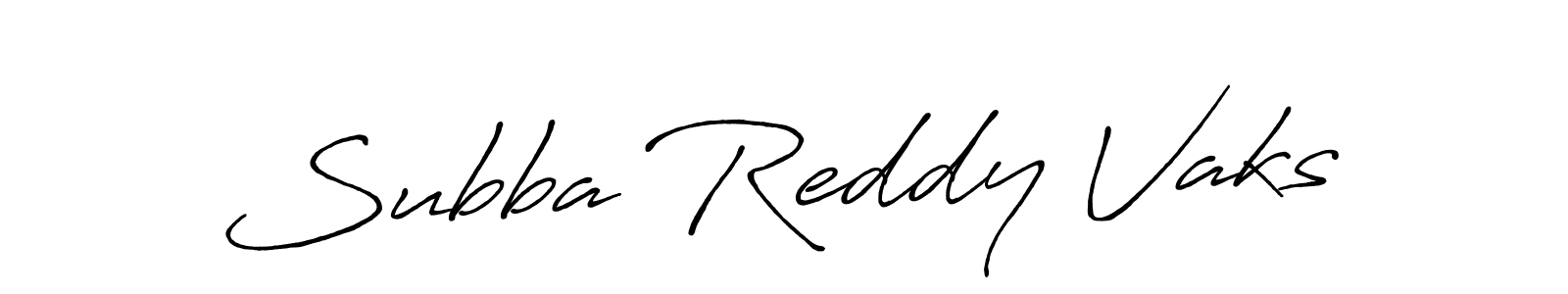 The best way (Antro_Vectra_Bolder) to make a short signature is to pick only two or three words in your name. The name Subba Reddy Vaks include a total of six letters. For converting this name. Subba Reddy Vaks signature style 7 images and pictures png