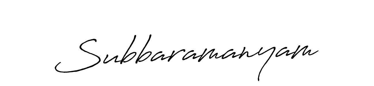 Use a signature maker to create a handwritten signature online. With this signature software, you can design (Antro_Vectra_Bolder) your own signature for name Subbaramanyam. Subbaramanyam signature style 7 images and pictures png