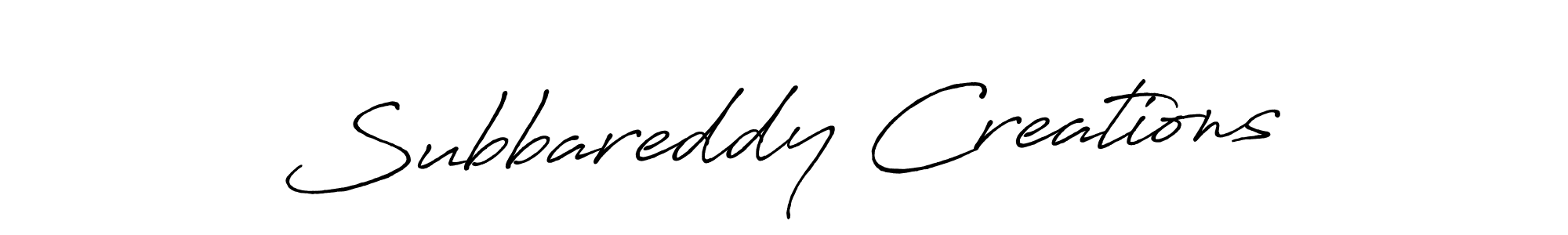 Subbareddy Creations stylish signature style. Best Handwritten Sign (Antro_Vectra_Bolder) for my name. Handwritten Signature Collection Ideas for my name Subbareddy Creations. Subbareddy Creations signature style 7 images and pictures png