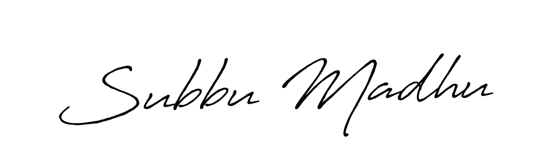 Use a signature maker to create a handwritten signature online. With this signature software, you can design (Antro_Vectra_Bolder) your own signature for name Subbu Madhu. Subbu Madhu signature style 7 images and pictures png